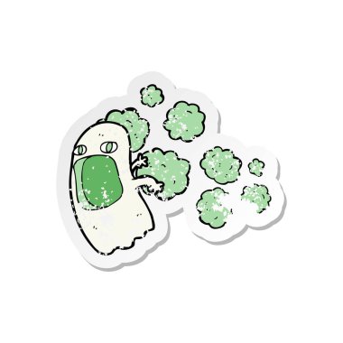 bir çizgi film hayaletin Retro sıkıntılı etiket