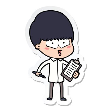 etiket bir karikatür mutlu çocuk