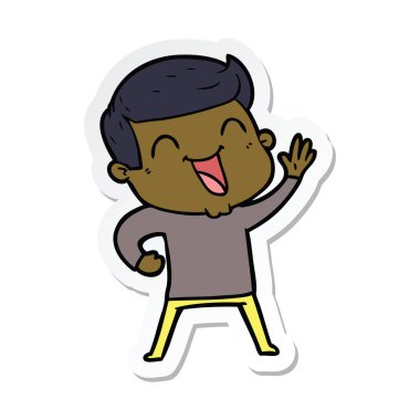 gülen bir çizgi film adam etiketi