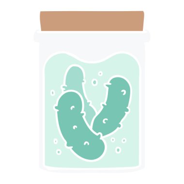 çizgi film doodle kavanoz salatalık turşusu