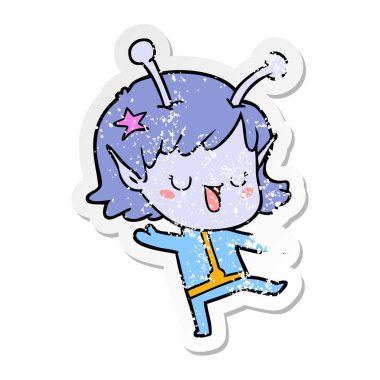 mutlu uzaylı kız çizgi film sıkıntılı etiket