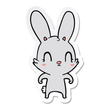 sevimli çizgi tavşan çıkartması