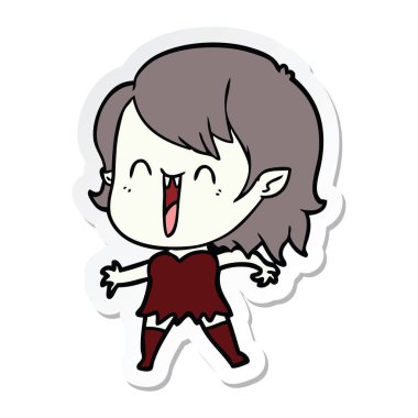 sevimli çizgi mutlu vampir kız etiketi