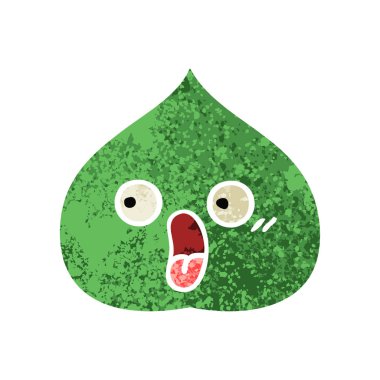 Retro illüstrasyon tarzı çizgi film ekspresiyon yaprak