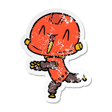 bir çizgi film robot sıkıntılı etiket