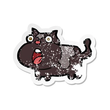 bir çizgi film şok kedi Retro sıkıntılı etiket