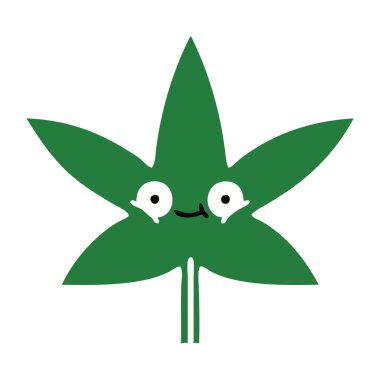 düz renk retro karikatür marihuana yaprağı