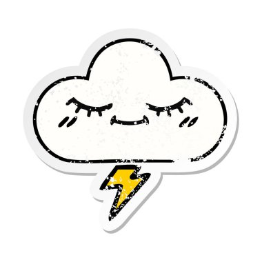 sevimli çizgi gök gürültüsü bulut sıkıntılı etiket