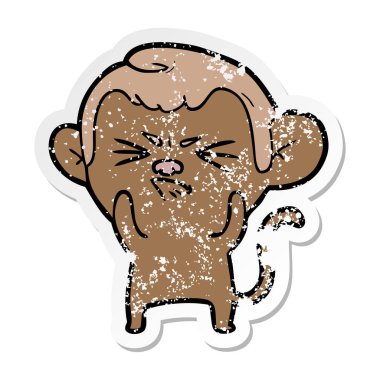 bir karikatür rahatsız maymunun sıkıntılı etiket