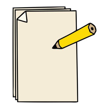 ilginç karikatür kağıt ve kalem el çekilmiş