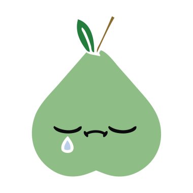 düz renk yeşil armut retro karikatür