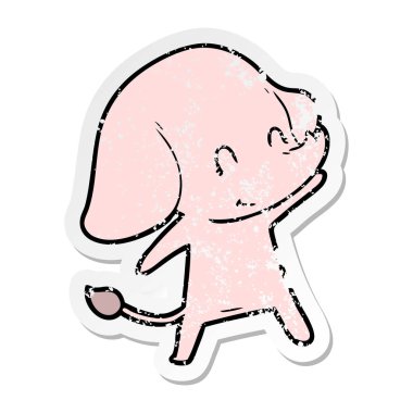 sevimli çizgi fil sıkıntılı etiket