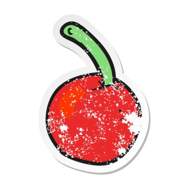 Retro etiket bir karikatür kiraz sıkıntılı