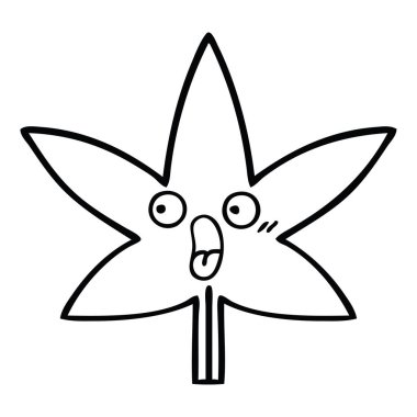 bir sonbahar yaprak çizim karikatür