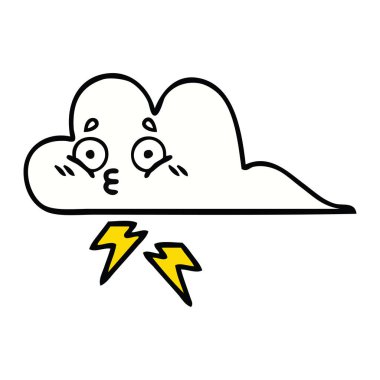 sevimli çizgi bir gök gürültüsü bulut