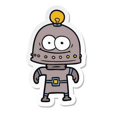 ampul ile mutlu karton robot Sticker