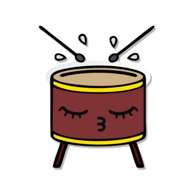 sevimli çizgi davul sıkıntılı etiket