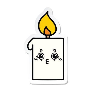 sevimli çizgi etiket mum yaktı