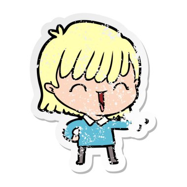 bir çizgi film kadının sıkıntılı etiket