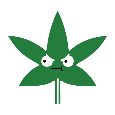 düz renk retro karikatür marihuana yaprağı