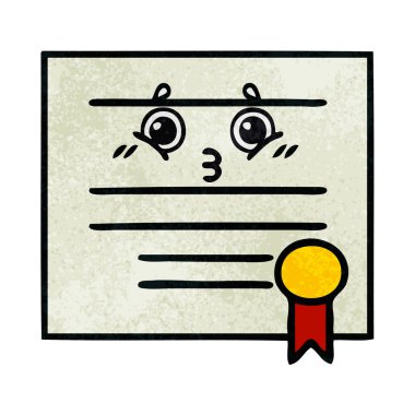 Retro grunge doku karikatür Mezuniyet Diploması