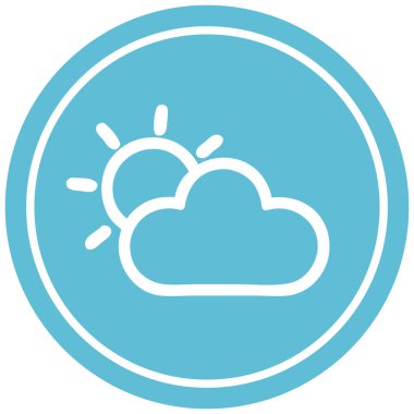 Güneş ve bulut dairesel simgesi simgesi