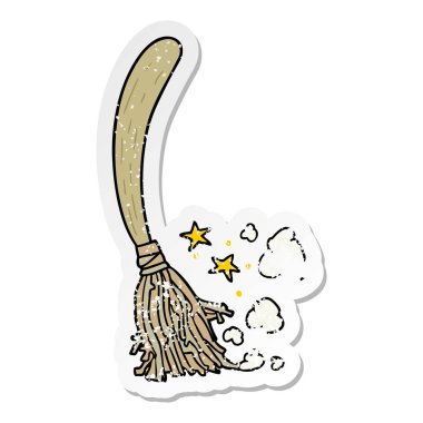 bir çizgi film sihirli süpürge sıkıntılı etiket