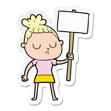 etiket bir çizgi film sakin kadın