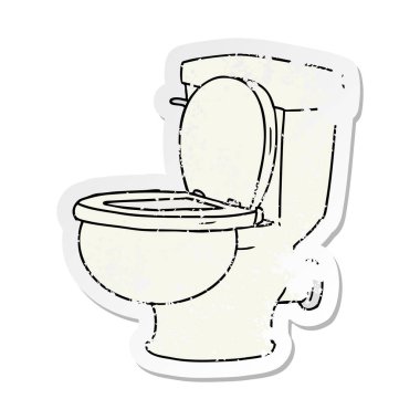 sıkıntılı etiket karikatür doodle bir banyo tuvalet