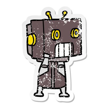 bir çizgi film robot sıkıntılı etiket