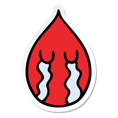 ilginç el çizilen çizgi film duygusal kan damla etiket