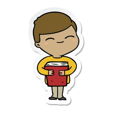 bir çizgi film gülümseyen çocuk etiket