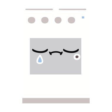 düz renk retro karikatür bir mutfak fırın