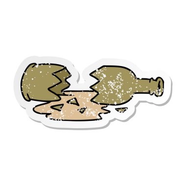 elle çizilmiş bir kırık şişe etiket karikatür doodle sıkıntılı 