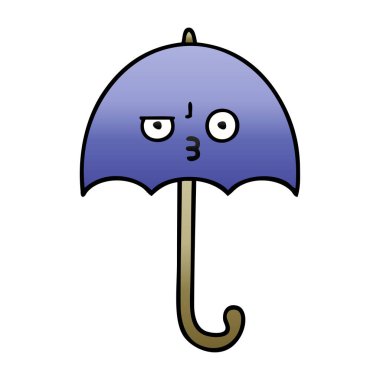 Degrade gölgeli karikatür bir şemsiye