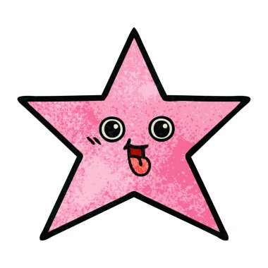 Retro grunge doku çizgi film yıldız balık