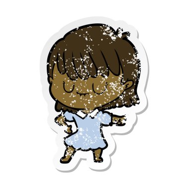 bir çizgi film kadının sıkıntılı etiket