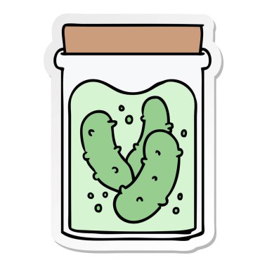 elle çizilmiş etiket karikatür doodle kavanoz salatalık turşusu