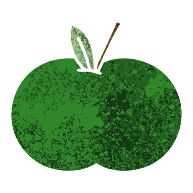 Retro illüstrasyon stil çizgi film sulu elma