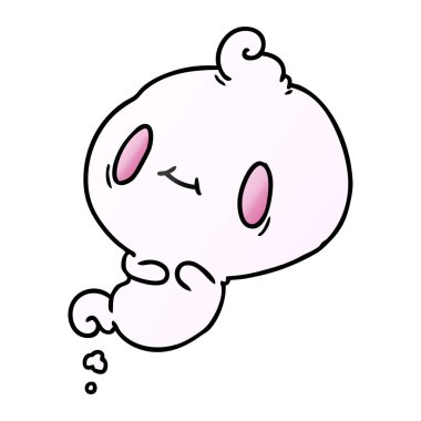 kawaii sevimli hayalet degrade çizgi film gösterimi