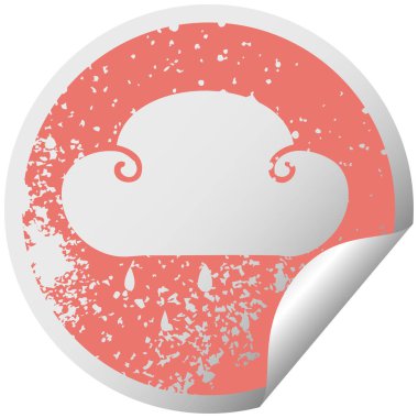 sıkıntılı dairesel peeling etiket ilginç sembolü yağmur bulutu
