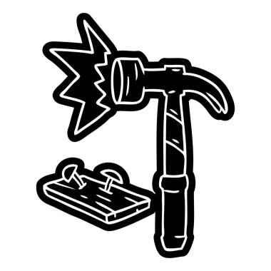 bir çekiç ve çivi karikatür simgesi