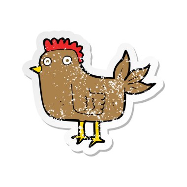 çizgi film tavuk Retro sıkıntılı etiket