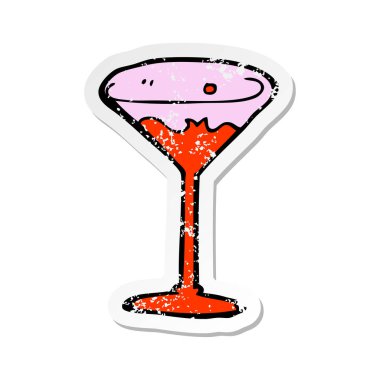 Retro bir karikatür kokteyl etiket sıkıntılı
