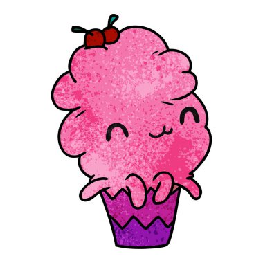 dokulu çizgi film illüstrasyon kawaii ahtapot kek