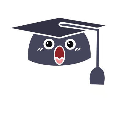 düz renk retro karikatür mezuniyet şapka