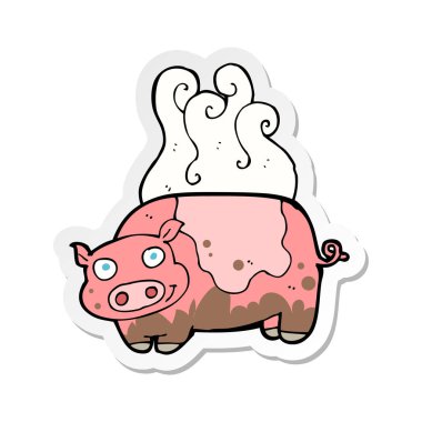 karikatür çamurlu domuz bir etiket