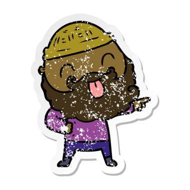 dilini sakallı bir adamın sıkıntılı etiket