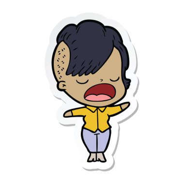 etiket konuşuyor karikatür serin hippi kız