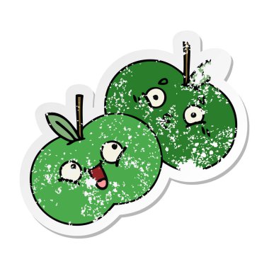 sevimli çizgi elma sıkıntılı etiket